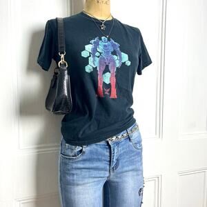 Port company Gispy Avenger print short sleeve‎ black tee kidcore y2k